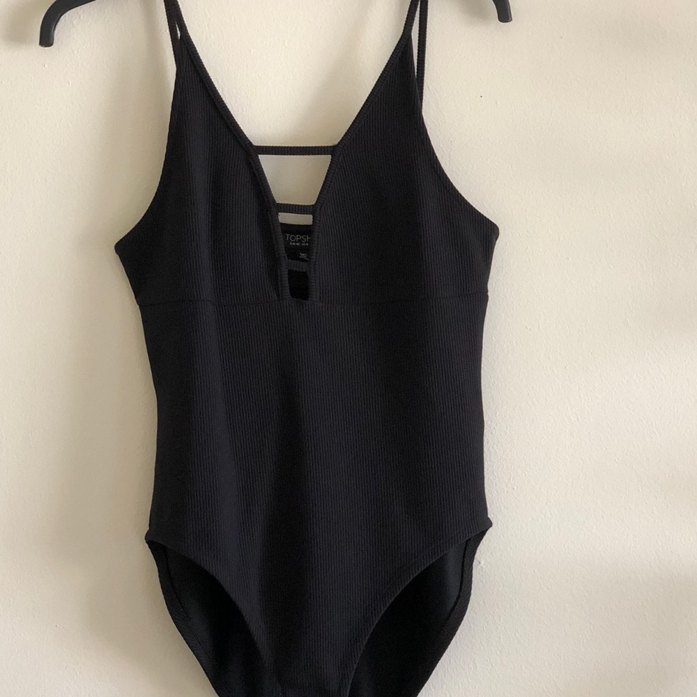 TOPSHOP Black ribbed bodysuit